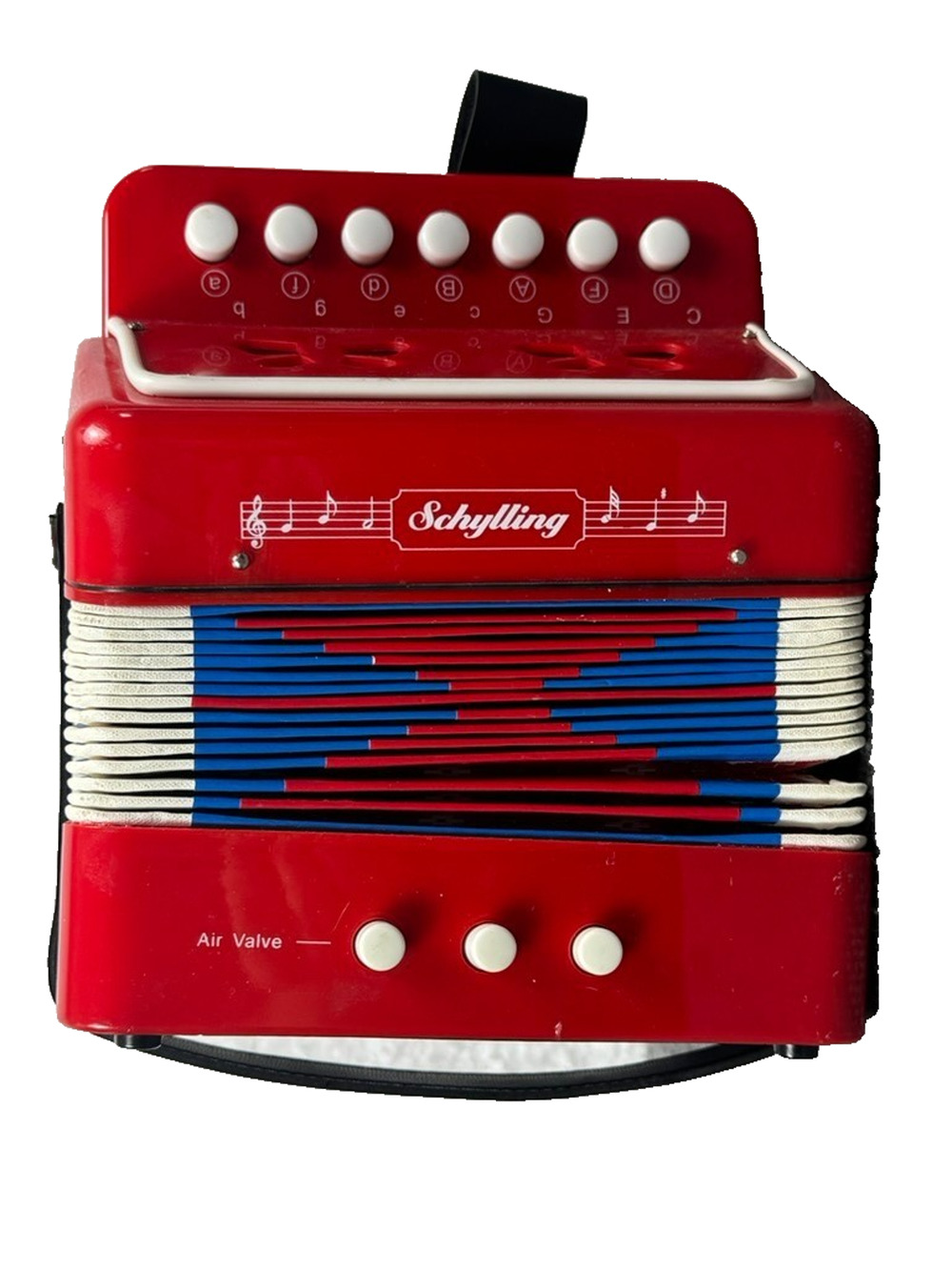 Schylling Toy Accordion Red Kids Musical Instrument 7 Button Air Valve Tested